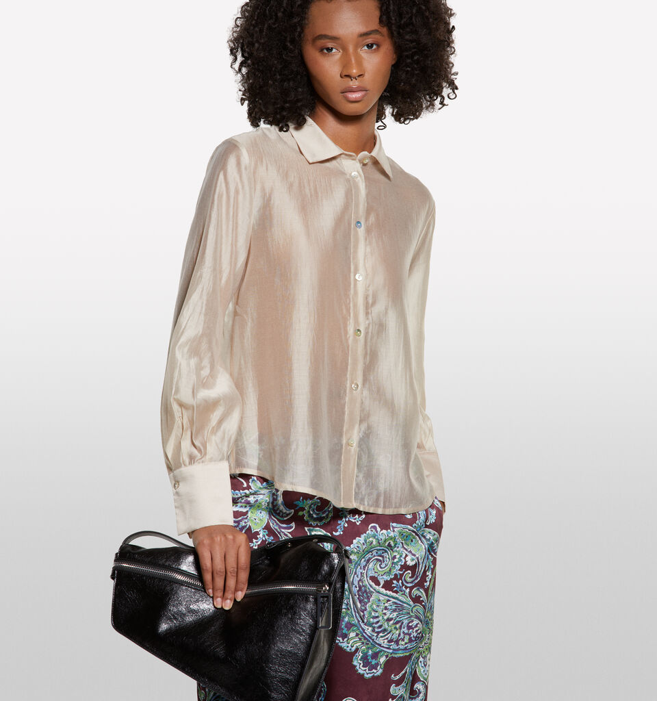 Beige semi sheer shirt - women's shirts - Beige | Sisley image number 3